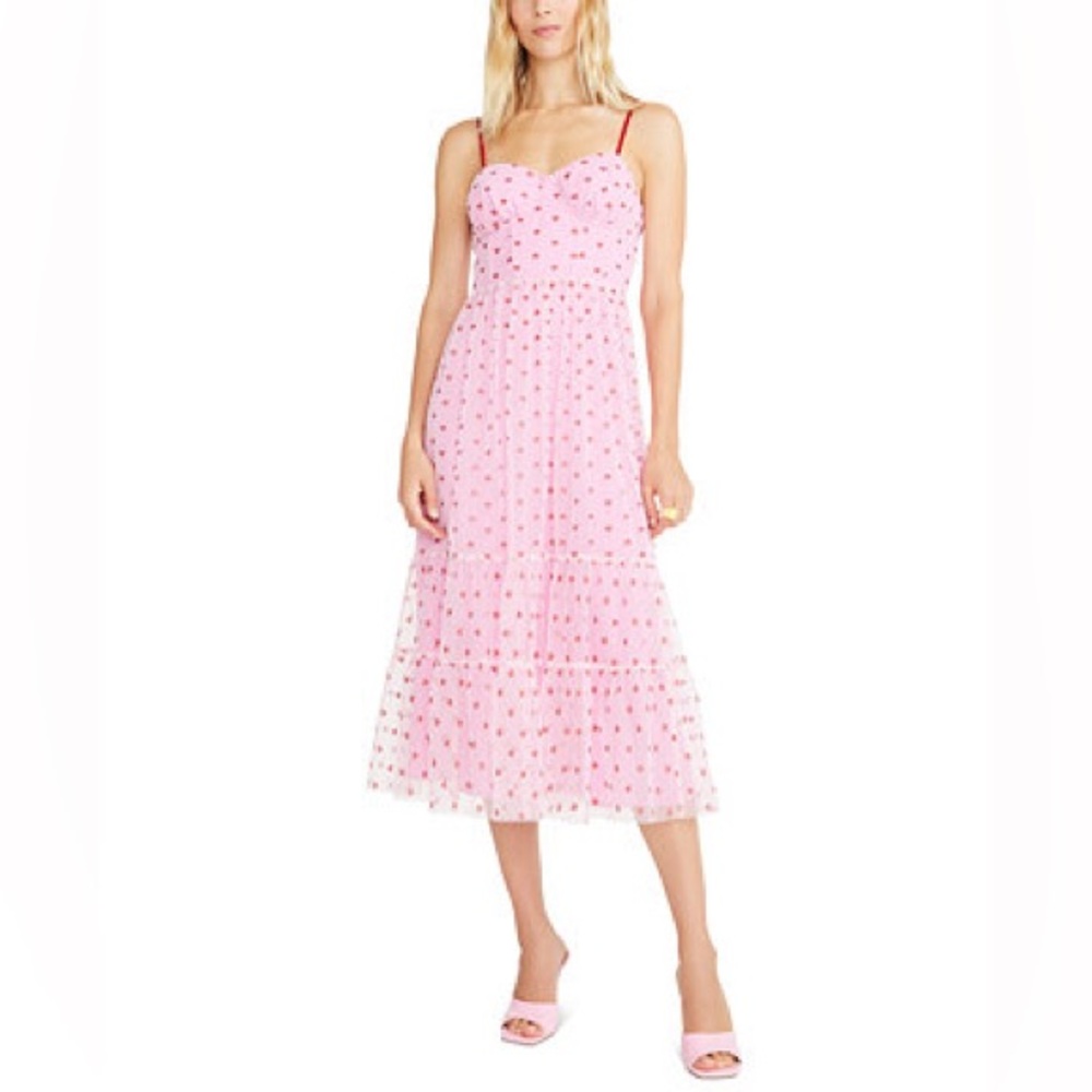 Betsey Johnson Foil Printed Tiered Sweetheart Dress